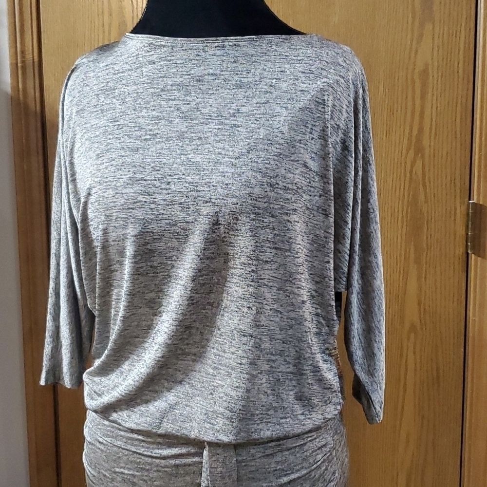 Whbm gold taupe shining dress keyhole draped back lined